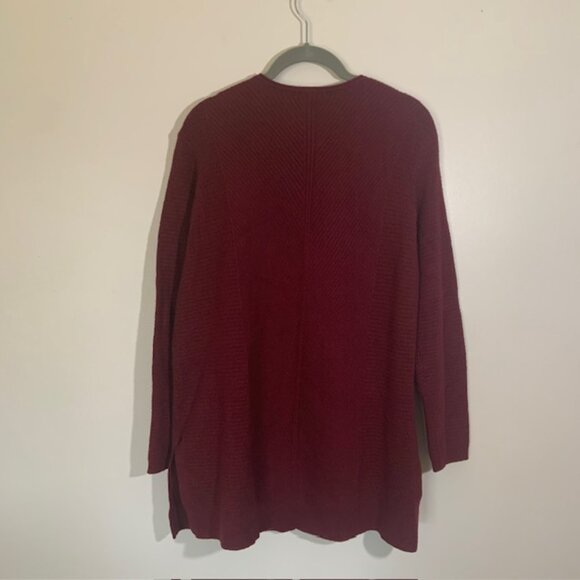 J Jill Pure Jill Burgundy Lagenlook Chevron Textured V-Neck Sweater - Size S - Picture 6 of 8